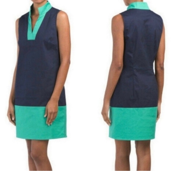 Sail to Sable Dresses & Skirts - Sail To Sable Size XL Navy Blue & Kelly Green Color Block Sleeveless Shift Dress
